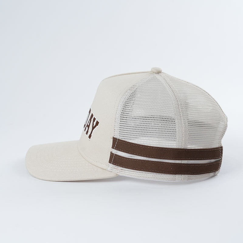 Embroidered Game Day Double Stripe Trucker Hat