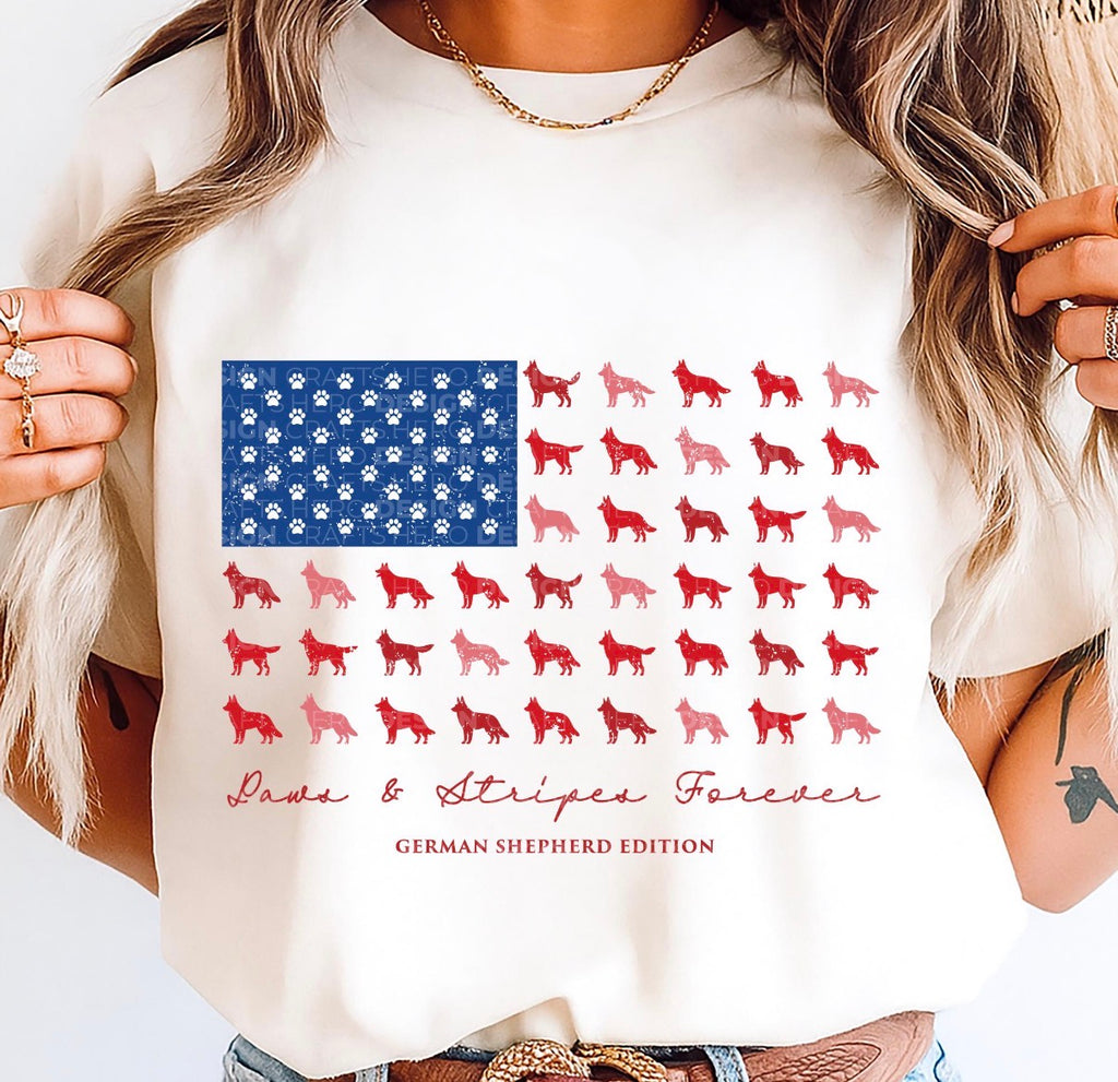 Paws & Stripes Forever German Shepherd Tee