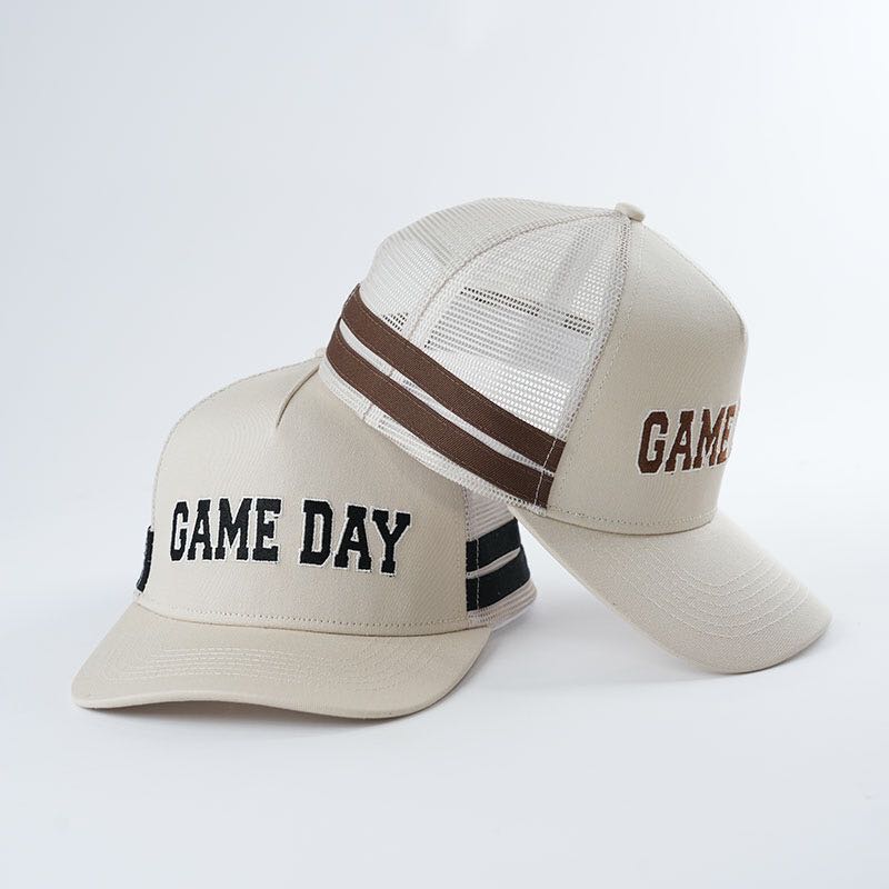 Embroidered Game Day Double Stripe Trucker Hat