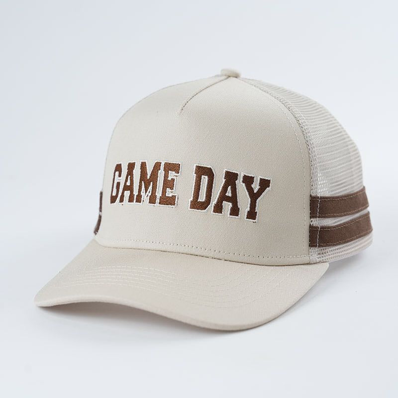 Embroidered Game Day Double Stripe Trucker Hat
