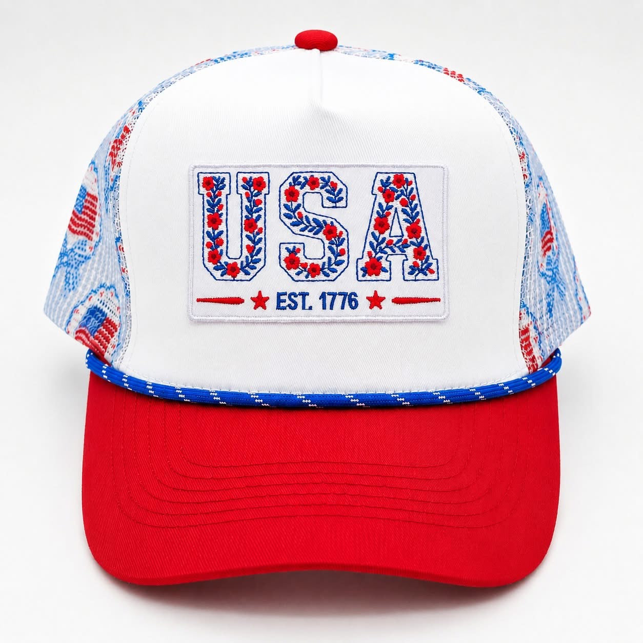 USA Embroidered Patch Trucker Hat
