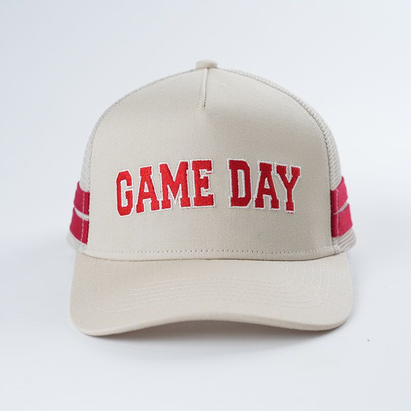 Embroidered Game Day Double Stripe Trucker Hat