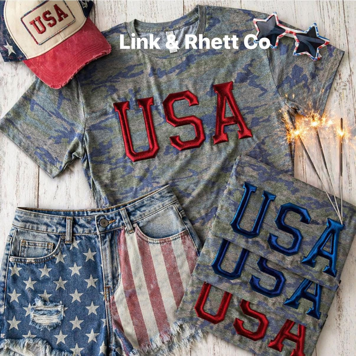 USA Metallic Puff Ink Tee PREORDER