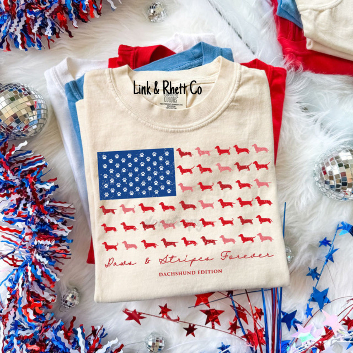 Paws & Stripes Forever Dachshund Tee
