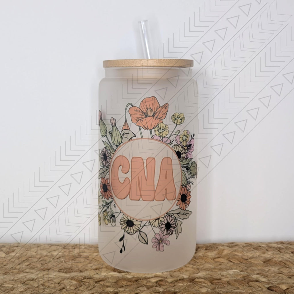 Floral CNA glass can